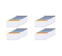 Akfldms 24Pcs A6 6-Hole Binder Pocket Waterproof PVC Budget Envelopes Zipper Binder Pouches for Notebook Planner Journey Binders