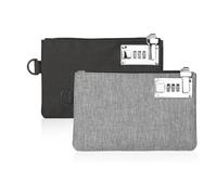 Akfldms 2Pcs Lockable KOSMCCOMoney Bags Nylon Lock Bank Bag Set Coin Bag,Storage Cash Bag Set Kit for Jewelry,Passport,Credit Cards