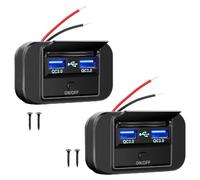 Akfldms 2Piece 12V RV USB Outlet 36W Dual QC3.0 USB Car Charger Socket Power Outlet 12V 24V Car Charger Switch Panel with Cap