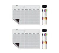 Akfldms 2X A3 Magnetic Whiteboard Dry Erase Calendar Set Whiteboard Weekly Planner for Refrigerator Fridge Kitchen Home