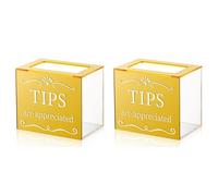 Akfldms 2X Tip Jars for Money Acrylic Tip Cash Box Donation Tip Bucket Storage Container Suggestion Box Raffle Cash Box