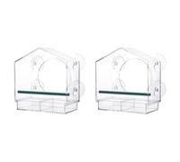 Akfldms 2X Window Bird Feeders with Strong Suction Cups, Clear Bird Feeder Bird House with 2 Compartment Removable Tray