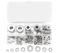 Akfldms 304 Stainless Steel Flat Washers Set 400 Pieces, 8 Sizes - M2-M10 for Home Decoration, Factories Repair, Kitchens, Shops and Outdoor