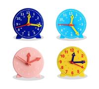 Akfldms 4 Inch Student Learning Clock Time Model 24 Hour School Learning Tools Three-Hand Linkage 24-Clock Watch Model