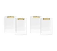 Akfldms 4 Pack Clear Acrylic Clipboard with Gold Clip, 8.8X12.2 A4 Letter Size, School and, Supplies