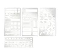 Akfldms 4 Pcs Metal Planner Stencil Journal Engraving Small Letter Stencils for Journaling, Bookmarks, Rulers, Planners,