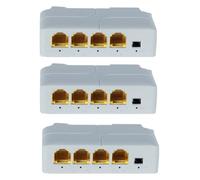 Akfldms 4 Port POE Extender 10/100/1000Mbps 1 in 3 Out Gigabit PoE Extender 1 to 3 Network Switch Repeater for PoE Switch 3Pcs