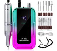Akfldms 45000RPM Rechargeable Nail Drill Machine Electric Nail Drill Sander Low Noise Manicure Machine Colorful Green