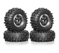 Akfldms 4pcs 51mm 1.0inch Metal Beadlock Wheel Tire Set for 1/18 1/24 RC Crawler Car TRX4M SCX24 AX24 FCX24 Upgrade Parts Black