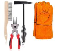 Akfldms 5Pcs Welding Slag Removal Tool Set:Welding Chipping Hammer with Coil Spring Handle,Wire Brush and Welding Plier, Gloves