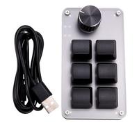 Akfldms 6 Key 1 Knob Copy Paste Mini Button Wired RGB Mini Mechanical Keyboard for Gamers/Designers/Video Editor