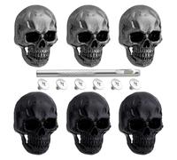 Akfldms 6pcs Skull Head Screws with Drilling Tool Gothic Style Skull Rivets Studs for Clothing Skull Head Buttons 3D Skeleton Pins