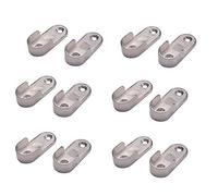 Akfldms 6X Oval Wardrobe Hanging Rail Rod End Bracket Support Silver Tone Pair