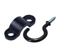 Akfldms 70Pcs Screws Mounted Arched Cable Clamp Clip Tie 21 x 7mm for 3mm Wire & 50 Pcs 1.1 Inch Cup Mug Hooks Shouldered Metal Screw-in Plastic Coated Hanging Black