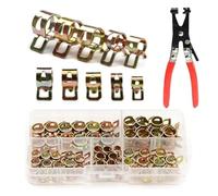 Akfldms 75 PCS Zinc Plated Spring Hose Clamps + Straight Throat Tube Clamp for Band Clamp Metal Fastener Assortment Kit