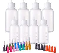 Akfldms 8PCS DIY Tip Applicator Bottles 1/1.7 Ounce Needle Tip Glue Bottles with 8 Caps and 18 Tips for DIY Quilling