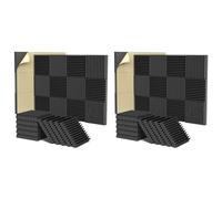 Akfldms Acoustic Foam Panels, 2X12X12inch Self-Adhesive Sound Proof Foam Panels, High Density Soundproof Wall Panels (24 Pack)