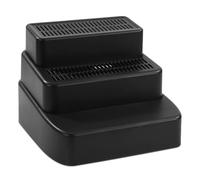 Akfldms Adjustable 3-Step Litter Box Ramp with Filter Function and Detachable Litter Trapper,for Small and Elderly Cats Black