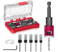 Akfldms Adjustable Depth Stop Countersink Drill Bit Set, 1/4" Hex Shank Quick Change Drilling Tool Kit,for Wood, Plywood