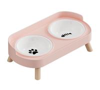 Akfldms Adjustable Height Pet Cat Double Bowl Feeder, Cat and Dog Water Dispenser, Elevate Feeding Kitten Supplies Pink