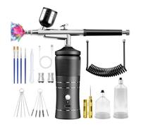 Akfldms Airbrush Kit with Compressor, 48PSI High Pressure Air Brush Kit with 0.3/0.5mm Nozzle and Cleaning Brush Set A
