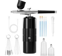 Akfldms Airbrush Set with Compressor Cordless Rechargeable Airbrush Kit Featuring 0.3mm Nozzle Cleaning Brush for Painting Art A