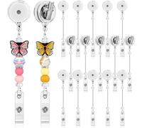 Akfldms Alligator Clip Beaded Blank Bars with Holder 15 Pcs Swivel Bulk for DIY Jewelry Making for Teachers C