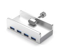 Akfldms Aluminum USB 3.0 Hub Clamp 4-Port USB Splitter 4.92 Ft USB Data Cable Desktop USB Hub Without Power Adapter