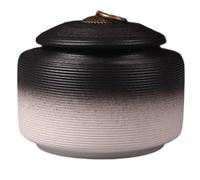 Akfldms Animal Urnas Puppy Funeral Box Ceramics Funeral Coffin Pet Urn for Ashes Keepsake Urn Dog Memorial Cremation Black-White 13.3x 10.5CM