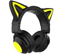 Akfldms Bluetooth Headphones, Fiddleable Ear Headphones with Built-in Mic, Cat Ear Design, On-Ear Wireless Headset for Phone/PC Tablet A