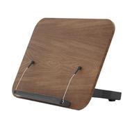 Akfldms Book Stand for Reading, Foldable Cookbook Stand with Elastic Page Clips, Adjustable Book Display Stand