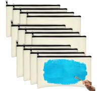 Akfldms Canvas Pencil Pouch 12 Pack Blank Canvas Zipper Bag Cosmetic Bag Bulk Zippered Sublimation Pencil Case Blank for DIY