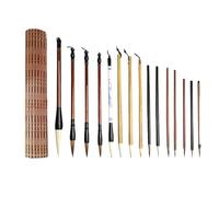 Akfldms Chinese Calligraphy Brushes Set Kit 15Pcs Chinese Writing Brushes Set with Bamboo Pen Holder Japanese Painting Ink Brushes