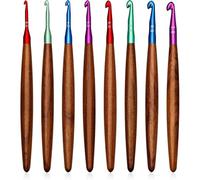 Akfldms Crochet Hooks 8 PCS, 3mm-7mm Aluminum Crochet Hook Set, Ergonomic Design with Wooden Handles, Crochet Needles