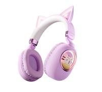 Akfldms Cute Cat Ear Bluetooth 5.3 Wireless Headset Foldable Design for Kids Girls LED Light Featuring Earphone Birthday Gift B