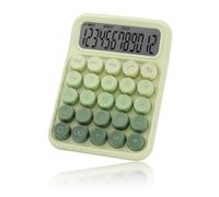 Akfldms Desktop Mechanical Calculator, Cute Big Buttons Calculators with 12 Digits Large LCD Display, Desk Accessories,Green