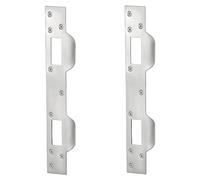 Akfldms Door Strike Plate Double Holes, Heavy-Duty Reinforcement Plate for Door Handle and Deadbolt (2Pcs, Silver) Easy Install
