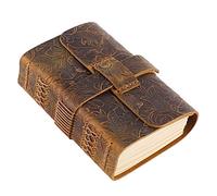 Akfldms First Layer Cowhide Notebook Thickened Retro Chinese Style Hand Account Diary Paper Notepad Carved Brown