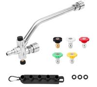 Akfldms Foam Cannon Dual Connector Accessory, 1/4in Fast Connect Dual- Pressure Washer Wand with 5 Pressure Washer Nozzles