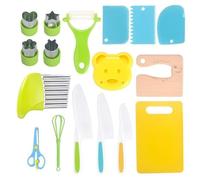 Akfldms For Cooking Child-Friendly Plastic Chef Tools 17 Pieces Set for Toddlers Montessori Kitchen Toys Birthday Gift