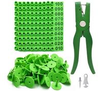 Akfldms for Cows Cattle Ear Tags Number 001-100 with Plastic Livestock Animal Identification Earring Tag Pin Tool Kit Pliers