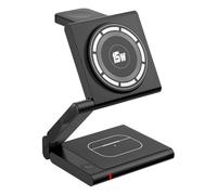 Akfldms For Travel-Friendly Fast Wireless Charging Station,Foldable Design, Modern All Aluminum Alloy Body 4 in 1 Wireless Charger Black