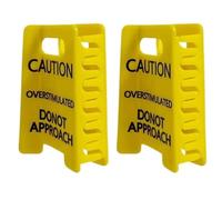 Akfldms Friends 2PCS Overstimulated Caution Sign Funny Yellow Warning Hair Clip for Thick Hair, Gag Gift for Women Hairs Clippers Claw