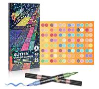 Akfldms Glitter Effect Brush Markers for Doodle Writing, Dual Tip Dual Color Shimmer Marker 96 Colors