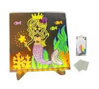 Akfldms Glowing LED Note Board, 2025 LED Drawing Board with Colors for Kids, Includes Stand and 7 Color Markers Small-15x15CM