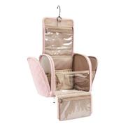 Akfldms Hanging Toiletry Organizer, Pink Travel Makeup Bag with Large Capacity, Cosmetic Case