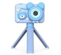 Akfldms HD 96 Million Piexls Pixels Dual Camera Mini Cute Children' S Cartoon Digital Camera Video 2.0-Inch Display with Tripod Blue