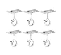 Akfldms Heavy Duty Ceiling Mount Rod Brackets 6-Pack No-Drill Self Adhesive Holders, Adjustable Hooks for Hanging Transparent
