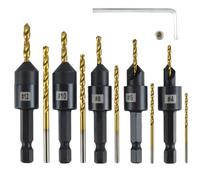 Akfldms High-Speed Steel Counter Sink Drill Bit Set Adjustable Design-Silence Combination Countersink Bits 4, 6, 8, 10, 12