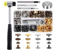 Akfldms Installation Tool Included 120 Set 12mm Snap Fasteners Kit- 4-Color Metal for Leather, for Jackets, for Jeans& DIY Projects Press